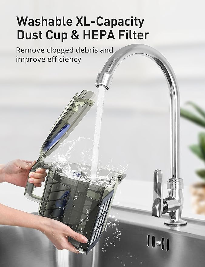 Aspiron Canister Vacuum Cleaner, 30Kpa Bagless Vacuum Cleaners, 3.7QT Large Dust Cup, Double HEPA Filter, Retractable Cord, 1600W Lightweight Vacuum Cleaner with 5 Tools for Hard Floors, Indigo