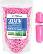 XPRS Nutra Size 3 Empty Capsules - 1000 Count Empty Gelatin Capsules - Empty Pill Capsules - DIY Capsule Filling - Pure Bovine Pill Capsules Empty Gel Caps (Pink)