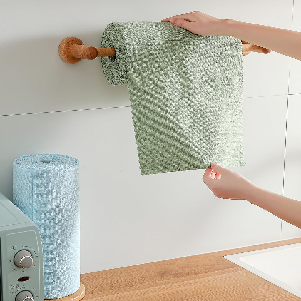 80 Pack Microfiber Cleaning Cloth Roll,Lint Free Rags & Tear Away Reusable Towels Washable Scratch,Ultra Absorbent Dish Rags(12" x 12") for Car Kitchen Home Garage-Green