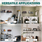 EVERHANGER Garage Wall Shelves 12x18 Inch, Wall Mounted Storage Shelf, Metal Shelf Rack, Heavy-Duty Shelf Organizer 2 Pack, Black