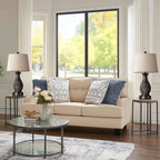 PARTPHONER Table Lamps Set of 2, Bedside Touch Lamp with USB C+A Charging Ports, Side Table Lamp with Linen Fabric Shade (LED Bulbs Included), Black with Gold Accents