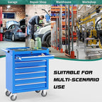 7-Drawer Rolling Tool Chest with Wheels, Tool Box with Locking System and Sliding Drawers, Tool Box Organizer for Garage, Warehouse, Workshop(Blue)