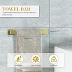 Bathroom Accessory Towel Bar Set: 20 Pieces Gold Bathroom Hardware Square SUS304 Stainless Steel - Wall Mounted Towel Rack&Toilet Paper Holder&Towel Ring and Towel Hook