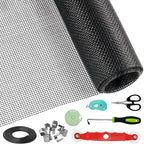 Window Screen Door Repair/Replacement Kit,48" x178" Adjustable Durable Fiberglass Window Screen Mesh,with Spline/Roller/Hook/Clips Screen Door Repair Kit,DIY Window,Porch Sliding Door(Black)