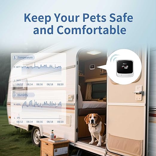 Frigga 4G Cellular & WiFi Temperature Humidity Monitor, 2 Years Subscription Included, Remote Temperature Sensor with App, Email, Voice Alerts for RV, Pets Safety, Vacation Home Monitoring, S0