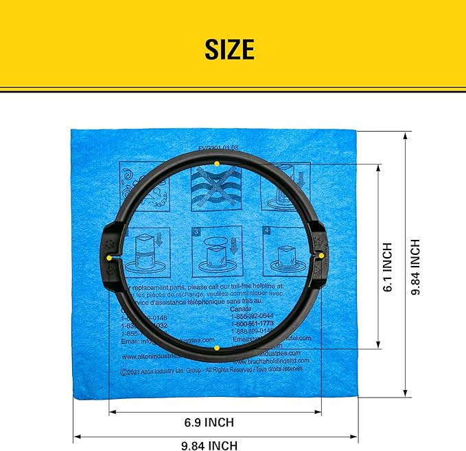 STANLEY Reusable Blue Cloth Filter with Clamp Ring 19-1500 for 5-6 Gallon Wet/Dry Vacuums, Filter Bag Compatible with STANLEY SL18143, SL18115, SL18115P, SL18116, SL18116P, SL18117