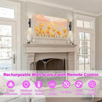 Battery Operated Wall Sconce Set of Two, Rechargeable Wall Lights with Motion Sensor, Remote Control, Dimmable Metal Magnetic Wall Lamp for Decor, Bedroom, Night Light (Black, 2 Pcs)