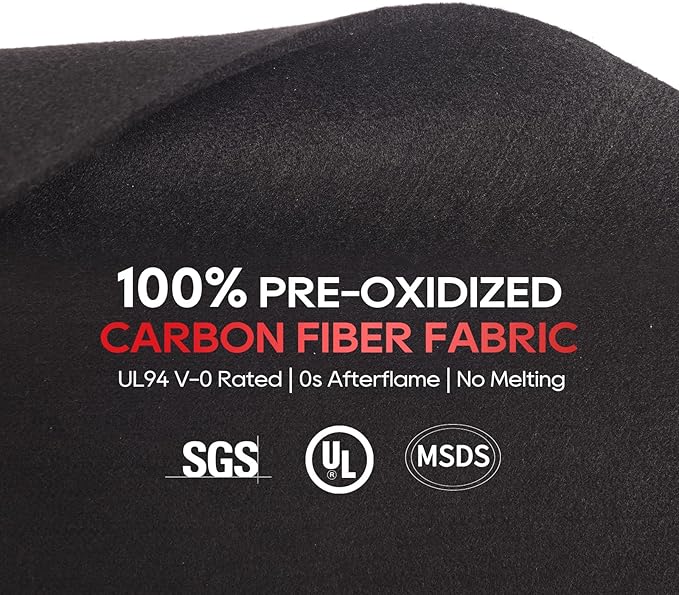 TOPDC 2 Pack Welding Blanket 12x12 Inch, High Temp Resistant Carbon Felt Pad, 5mm Thick Heat Shield Fabric Withstands 2200℉, UL94&MSDS Certified, Flexible&Cuttable for Welding Soldering Grill Firepit