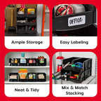 IRIS USA Small Stackable Storage Bins, 12-Pack, 7.5 x 4.5 x 3 inch, |Made in USA|, Plastic Open Front Shelf Bin for Organizing Parts, Hardware, Tools, Supplies, Garage Shelf, Pantry - Black