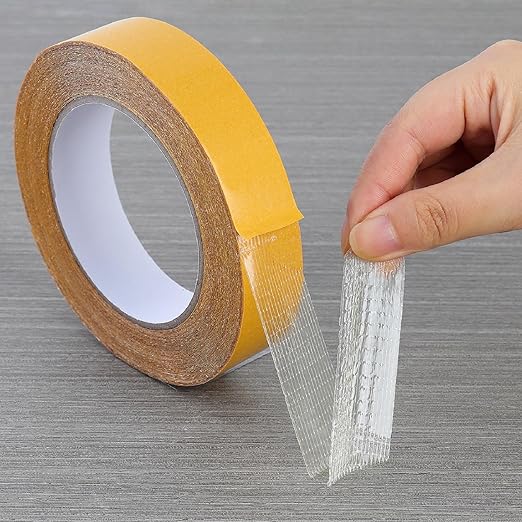 QDiShi Double Sided Heavy Duty Mounting Tape, Universal High Tack Strong Wall Adhesive with Fiberglass Mesh, Multipurpose Tape, High Stickiness Strong Thin Fabric Carpet Tape (1in x 66ft)