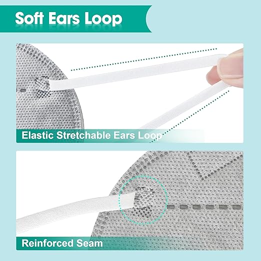 LEMENT KN95 Face Masks,100 Pack Breathable Cup Dust Disposable Masks For Adults,Grey