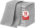 Orighty Multipurpose Wire Dishwashing Rag 12 Pcs, Upgraded Double-Layer Non-Scratch Wire Dish Cleaning Cloths, Reusable Steel Scrubber for Kitchen, Powerful Dishcloth Rag for Cookware, Grey, 7"x8"