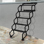 5 Steps Wall Mounted Attic Ladder, Indoor Attic Stairs Pull Down System, Metal Telescoping Step Ladders, Anti-slip Retractable Folding Stair, Loft Extension Steps Staircase for Garage (black, 5 Steps)