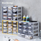 Blue Ginkgo Large 12-Drawer Cabinet – Stackable Clear Organizer for Hardware, Beads, Plastic Bricks, Office, and Craft Storage (Made in Korea, Yellow)
