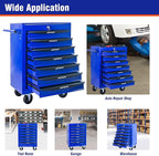 7 Drawers Rolling Tool Box on Wheels, Multifunctional Tool Chest Cabinet with Lock, Drawers Rolling Tool Cart Trolley Organizer Tool Storage Case for Warehouse,Garage,Workshop (Blue)