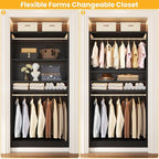 Unikito 3FT Freestanding Closet System with 2 Hanging Rods & Adjustable Shelve, 36'' Wood Closet Organizer System, Clothes Garment Rack, Sturdy Walk-in Closet Tower, Easy Assembly, Hold 800LBS, Black