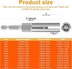 12 Pack 1/4" Hex Shank，Power Wing Nut Driver Set,Slot Wing nuts Drill Bit Socket Wrenches Tools Set, Drills Bits for Panel Nuts screws eye C hook bolt (Full set of 12 Pack 12 Size)
