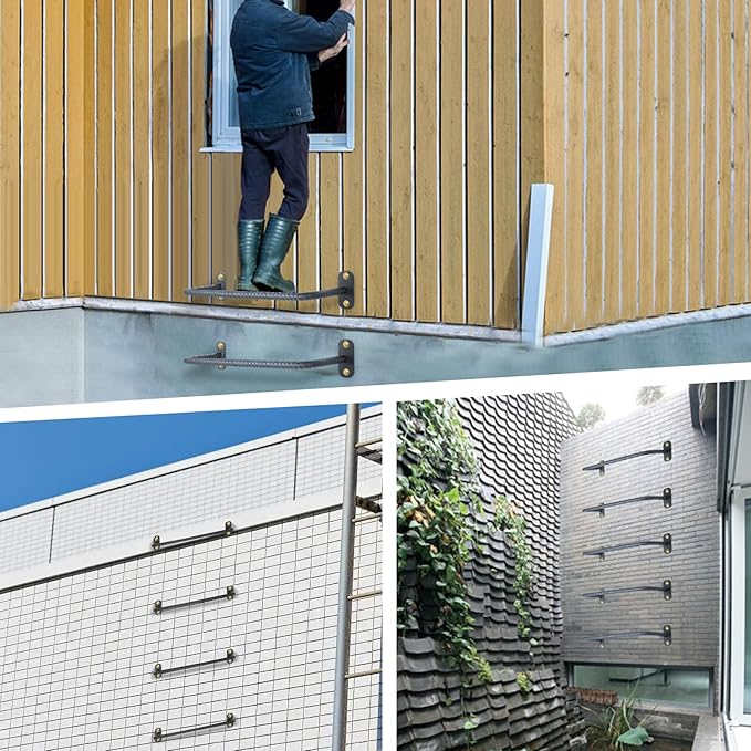 5-Rung Window Well Ladder, Heavy Duty Steel Basement Egress Ladder, Adjustable Wall Muonted Ladder for Home Safety, 700LBS