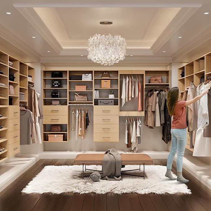 ROOMTEC 31.5" Medium Hanging Closet Unit, Modular Closet System with Hanging Rod, Wardrobe Organizer for Bedroom or Walk-in Closet, Wall Mounted, Customizable Clothes Storage Unit, Wood