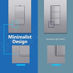 LIDER Minimalist Design Matte Finish Lighted Triple Switch with Screwless Wall Plate, Combination Frameless Decorator Switch with Locator Light, Ground Terminal Single Pole 15A 120V, UL Listed, Silver