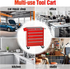 Tool Chest Heavy Duty Cart Steel Rolling Tool Box 5 Drawer Cart (TZ35 Red)