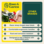 Haus & Garten ClassicPRO 8.5" Professional Premium Titanium Bypass Pruning Shears - Use As Pruners, Garden Shears, Heavy Duty Handheld Pruning Shears For Gardening, Clippers, Pruner Scissor Tool