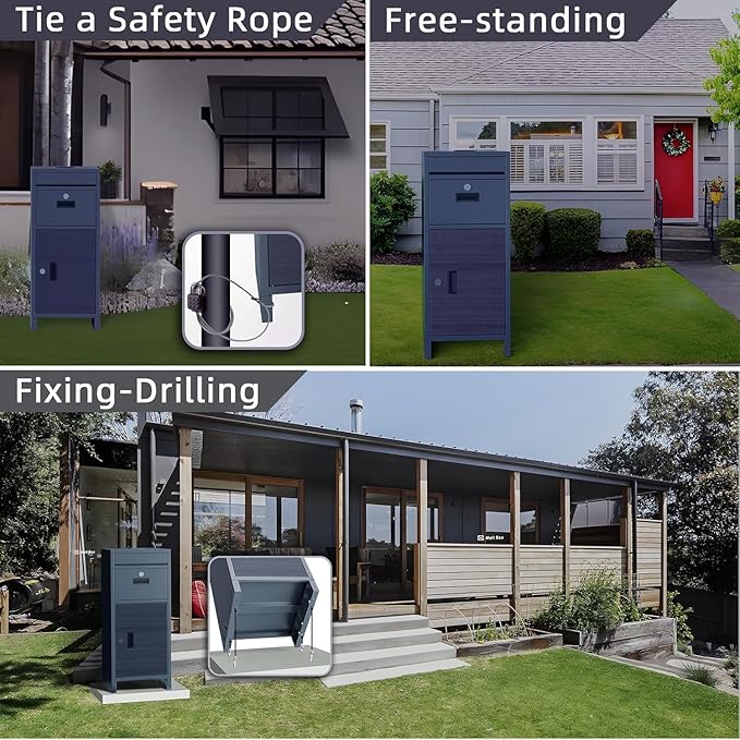 Package Delivery Boxes for Outside,Parcel Drop Boxes with Lock,Custom Address Stickers Package Drop Boxes for Outside is Weatherproof,Package Delivery Box for Porch,No Installation(17.7*18.1*43.15 in)