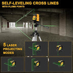 PREXISO Laser Level with Tripod & 2 Plumb Dots - 100 Ft Green Point Laser Level Self Leveling - Plumb Spot Alignment Cross Laser Line Tool for Construction, Ceiling, Floor Tile with Magnetic Base