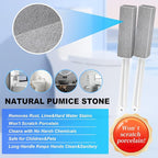 Toilet Bowl Cleaner Pumice Stone- Hard Water Stain Remover, Eliminates Toilet Bowl Rings，Rust &Lime Buildup，Multi-Surface Use for Grills ，Sink，Pool，Bathroom【2Pack】 (Extra Long Handle)