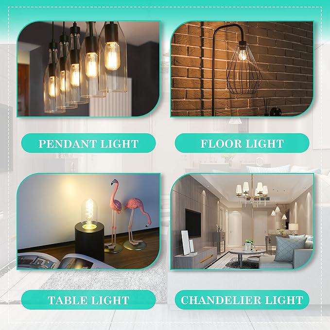 AMDTU Dimmable 40 Watt Edison Light Bulbs, Vintage E26 LED Bulb Soft White 2700K, Super Thin Spiral Filament, T45 Incandescent Tubular Bulb 40W, Clear Glass Light Bulb 4W 120V E26 Base, 4 Pack