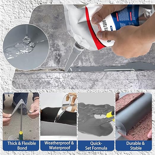Concrete Crack Sealant, Self-Leveling Waterproof Cement Filler, Fast-Drying Crack Repair Glue for Driveways, Sidewalks, Walls, Floors, Garage – Indoor & Outdoor Use (2 Pack)