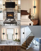 iThird 1 Pack Wall Sconce Battery Operated, Wireless Rechargeable Wall Lights with Touch and Remote Control, 360° Rotatable, Magnetic Wall Sconce for Bedroom,Living Room,Hallway (31.7in Black)