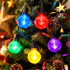 25Pack G40 Christmas LED String Lights Bulbs, E12 Screw Base Shatterproof Colored Bulbs for Outdoor Holiday Decor 120V 0.6W Dimmable Equal to 7W, Patio & Christmas Tree Lighting (Multicolor)