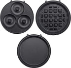 3 in 1 Mini Breakfast Maker- Make Mini Waffles Donuts Pancakes or Eggs all in 1 Multi Use Appliance- Easily Swap & Clean Interchangeable Griddle Plates- Small Electric Nonstick Holiday Baker Xmas Gift