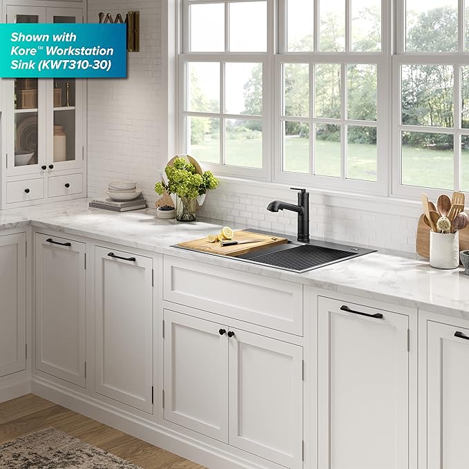 KRAUS Allyn Pull-Out Single Handle Kitchen Faucet in Matte Black, KPF-4103MB