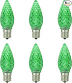 Sunlite 80706 LED C9, Holiday Decorative Light Bulb, 0.4 Watts, E17 Intermediate Base, Faceted Christmas-Lights; Nightlight, Green, 6 Count