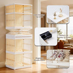 6-Tier shoe rack storage rack at the entrance of the wardrobe, sports shoe storage cabinet, foldable shoe cabinet with wheels, 3-sided transparent foldable multifunctional storage cabinet