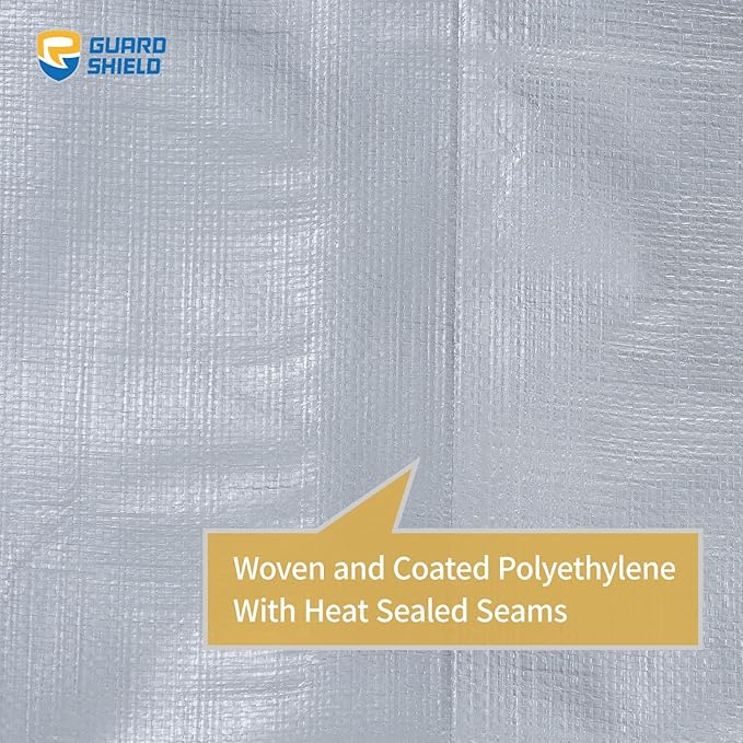 GUARD SHIELD Heavy Duty Tarp 30x30 Feet Silver Multi Purpose Thick Waterproof Poly Tarp Cover 10mil