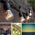 Hometown Evolution, Inc. 24 Foot E26 Outdoor Commercial String Lights with Suspended Socket for Weatherproof Heavy Duty Vintage Outside Lighting - Set of 12 A15 Clear Bulbs