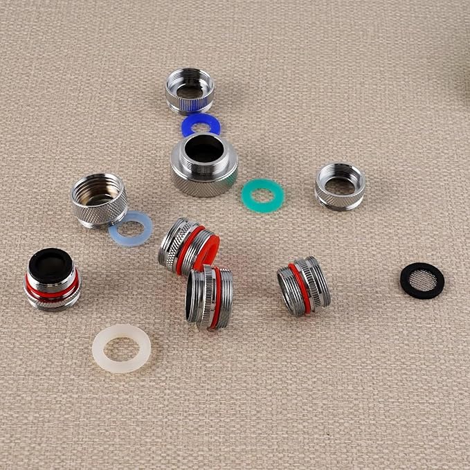 iFealClear 11 PCS Brass Faucet Adapter Kit, Kitchen Sink Aerator Adapters Fit Faucet with Removable Aerators, Male Female Thread Sink Faucet Adapter for Bathroom, Kitchen, Outdoor Garden Faucet, Rvs