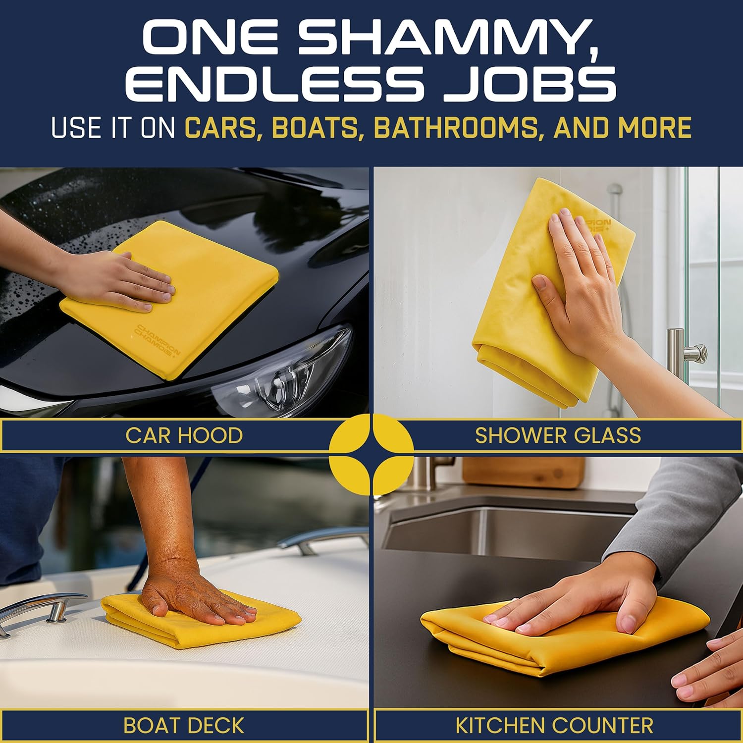 Premium Large Shammy Towel for Cars (26"x17") - Super Absorbent, Ultra-Soft, Spot-Free, Scratch-Free, Lint-Free Chamois Cloth - Reusable, Long Lasting Drying Towel (Original)