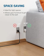 DEWENWILS 3 Outlet Extension Cord with Flat Plug, 3FT 16/3 Awg Grounded Power Cable for Indoor Use, SPT-3 Cord, White, ETL Listed, 2 Pack