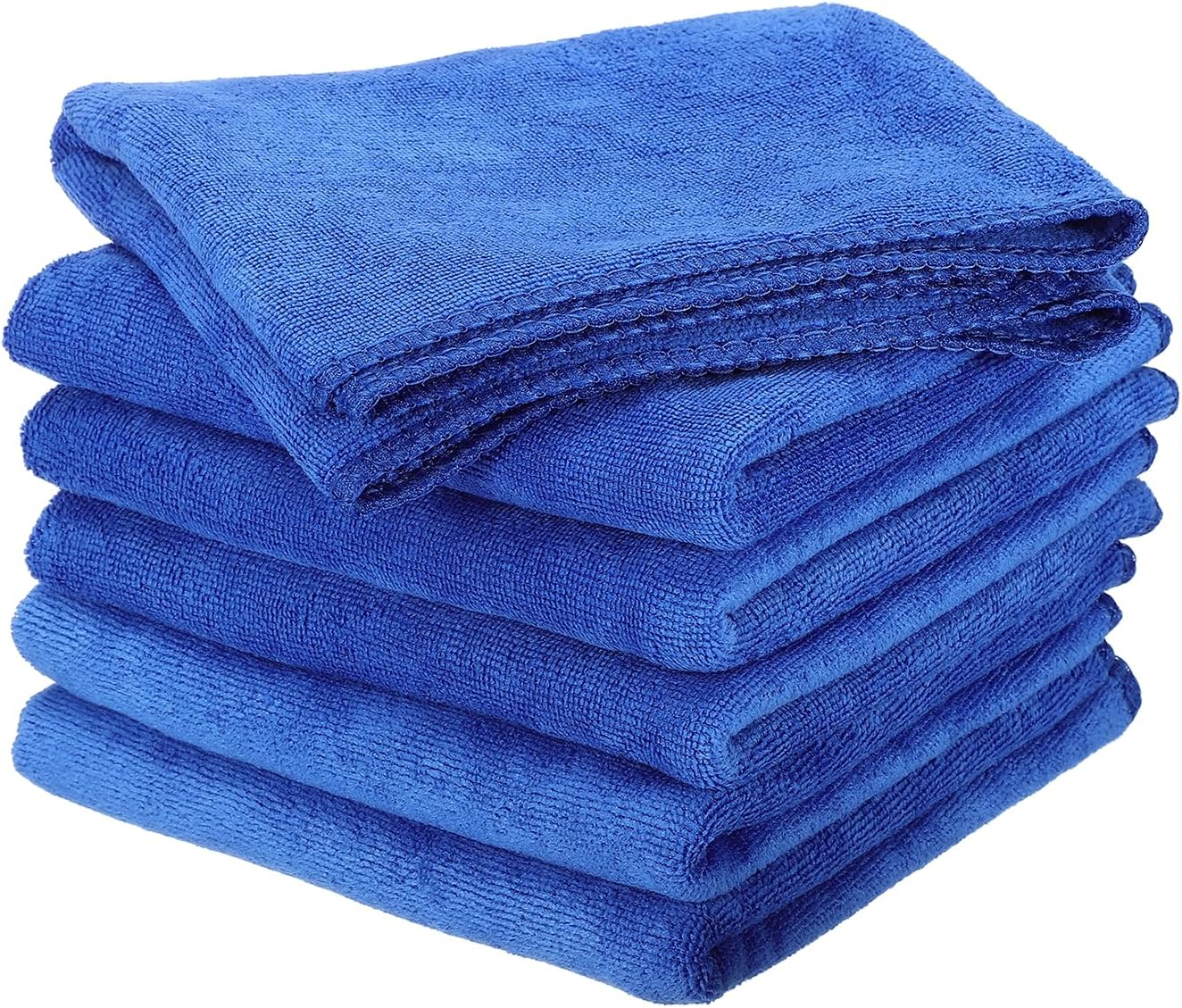 HARFINGTON 6 Pack Microfiber Cleaning Cloth, 24" x 12" Multi-Functional Cleaning Towels Reusable Absorbent Rags for Car Wash Kitchen Household Window Clean, Sapphire Blue