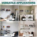 EVERHANGER Garage Wall Shelves 12x18 Inch, Wall Mounted Storage Shelf, Metal Shelf Rack, Heavy-Duty Shelf Organizer 2 Pack, White