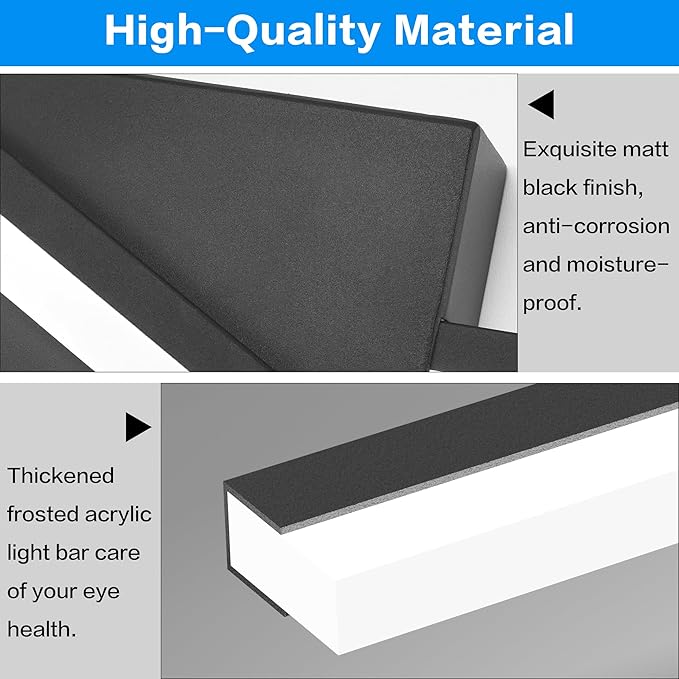 SOLFART Bathroom Light Fixtures Matte Black Dimmable LED Bathroom Vanity Lights Over Mirror 24 Inch Modern Wall Lights