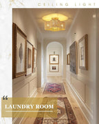 Rattan Light Fixtures Ceiling Mount, 4-Light 14" Boho Semi Flush Mount Ceiling Light with Hand-Woven Shade in Quatrefoil Shape for Kitchen Nursery Bedroom Hallway, Gold, AD-22007-4SF-RA-GD