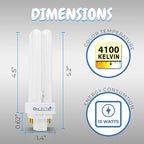 OHLECTRIC 13W Cool White Fluorescent Lamps with G24q-1 Base - 4100k Double Tube Compact Fluorescent Lamps - Perfect Choice for Garage, Halfway, Yard, Porch - Pack of 4