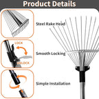 2 Packs Garden Rake for Leaves – Heavy Duty Metal Leaf Rake for Lawns with Adjustable Handle (33"-69") & Expandable Head (8"-15") – Durable for Lawn, Shrub, Garden Beds – Essential Gardening Tools