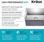 Kraus KHU101-24L Standart PRO 24-inch Undermount 16 Gauge Single Bowl Laundry and Utility Sink, 24 Inch, Tight Radius