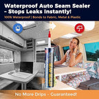 [Black] Seam Sealer Automotive-Professional Grade High Strength Waterproof Adhesive for Auto Body Repair, Rust & Leak Prevention-Quick Paintable Sealant for Metal, Plastic -10.5Oz (2Pack)